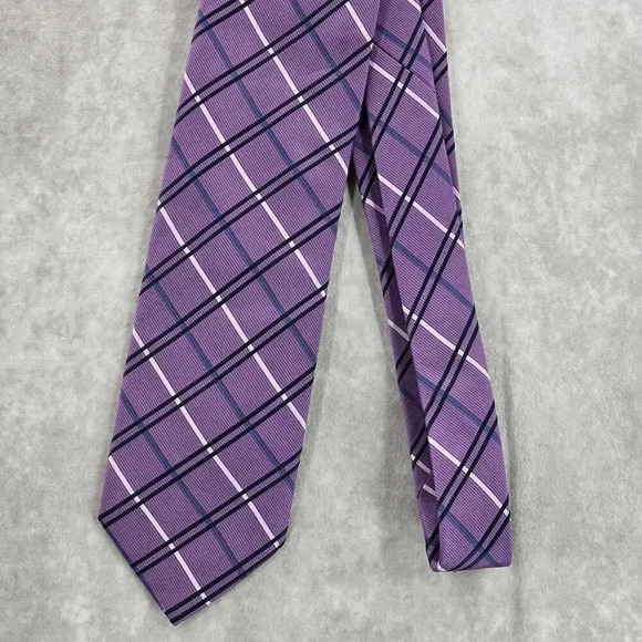 Stafford Essentials Purple Plaid Tartan 100% Polyester Men's Neck Tie NWOT - Picture 2 of 6